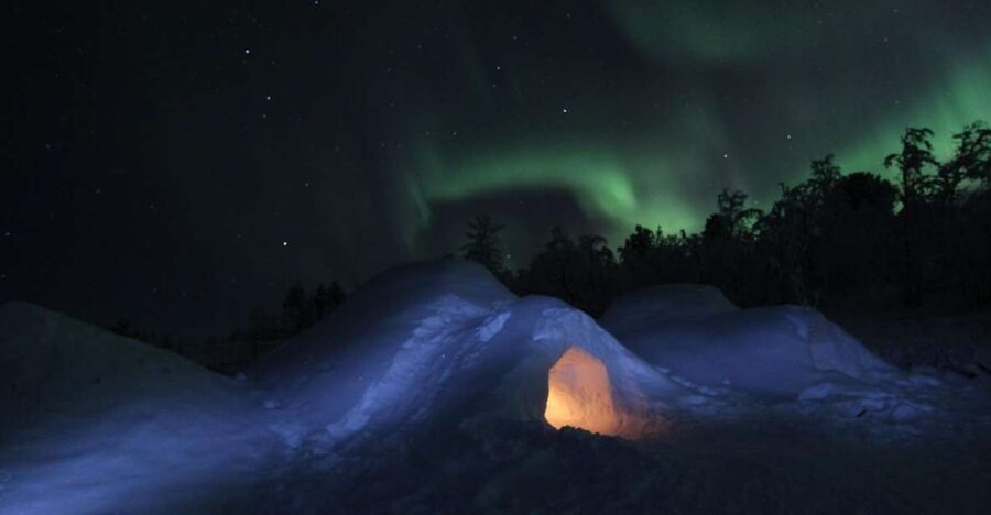 Kiruna: Build your own igloo overnight Tour - Kalixforsbron camp time, dinner by fire, and the igloo building lesson