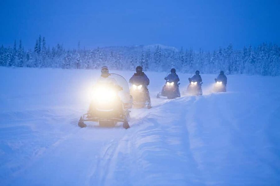 Kiruna: Overnight Snowmobile Tour with Dinner and Sauna - From pickup at Camp Ripan to the cabin start at 15:00