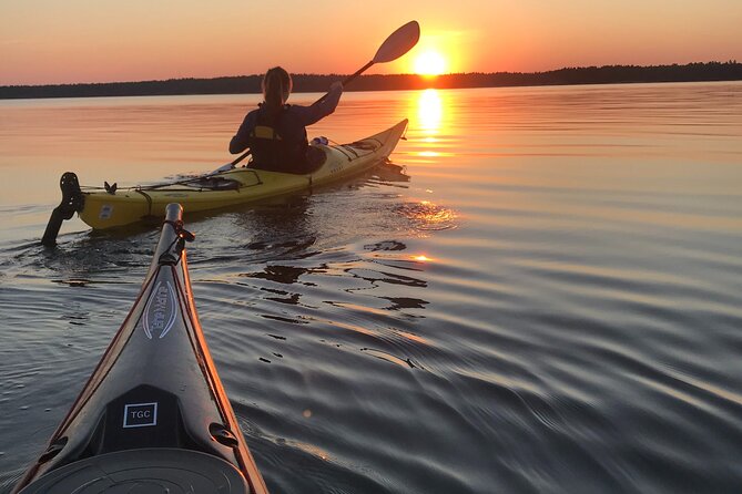 PRIVATE Sunset Kayaking in Stockholm Archipelago Nature Reserve - The full outing, from pickup to Baltic dusk