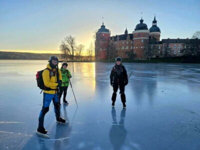 Nordic Ice Skating for Beginners on a Frozen Lake